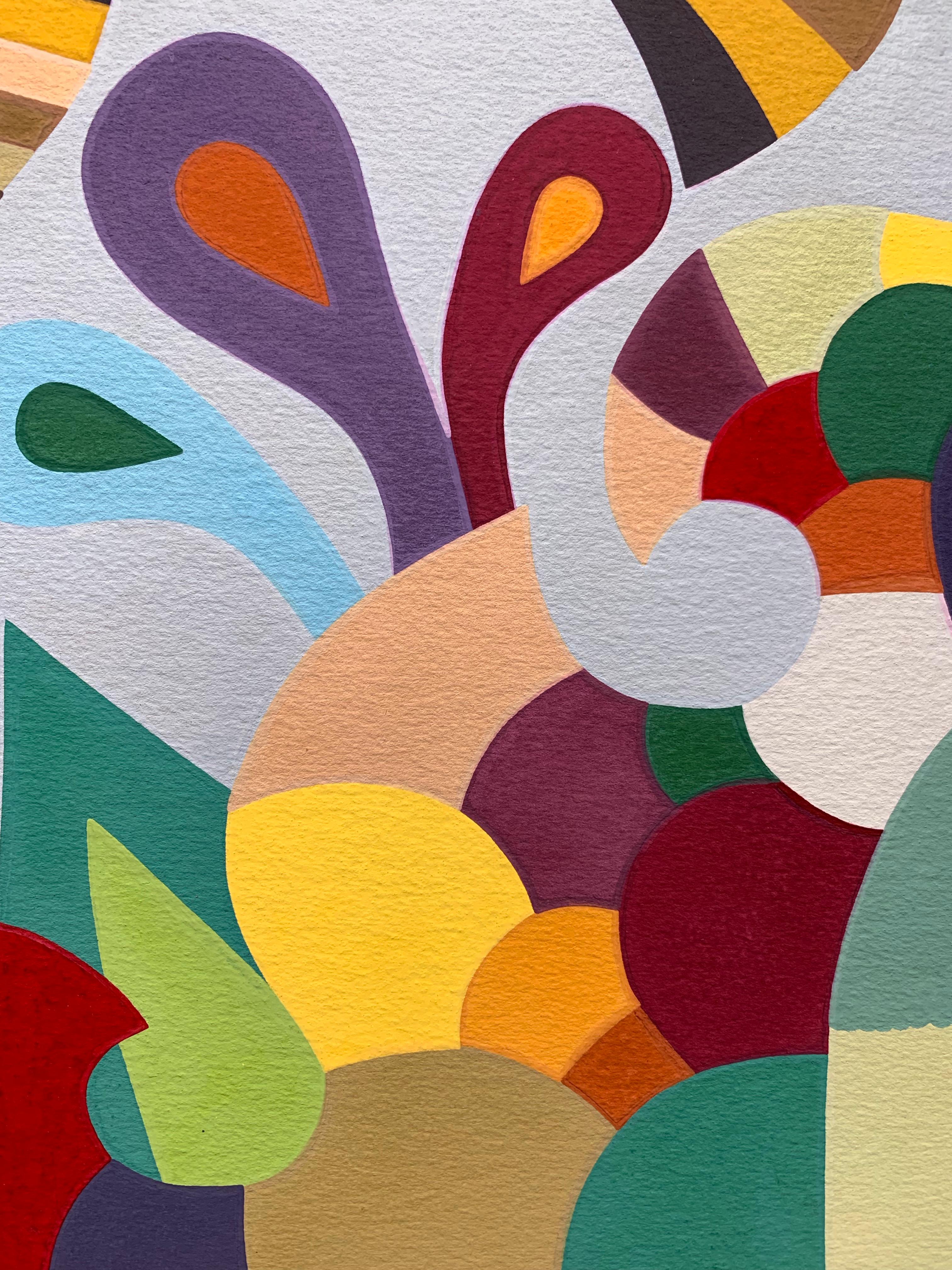 Uccelli in volo (dipinto surrealista dei nativi americani Comanche) - Abstract Painting Beige di Unknown