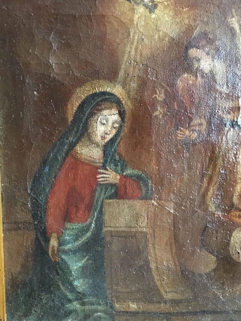 Unknown Birth of Christ, Religious Triptych Antique Oil Painting For