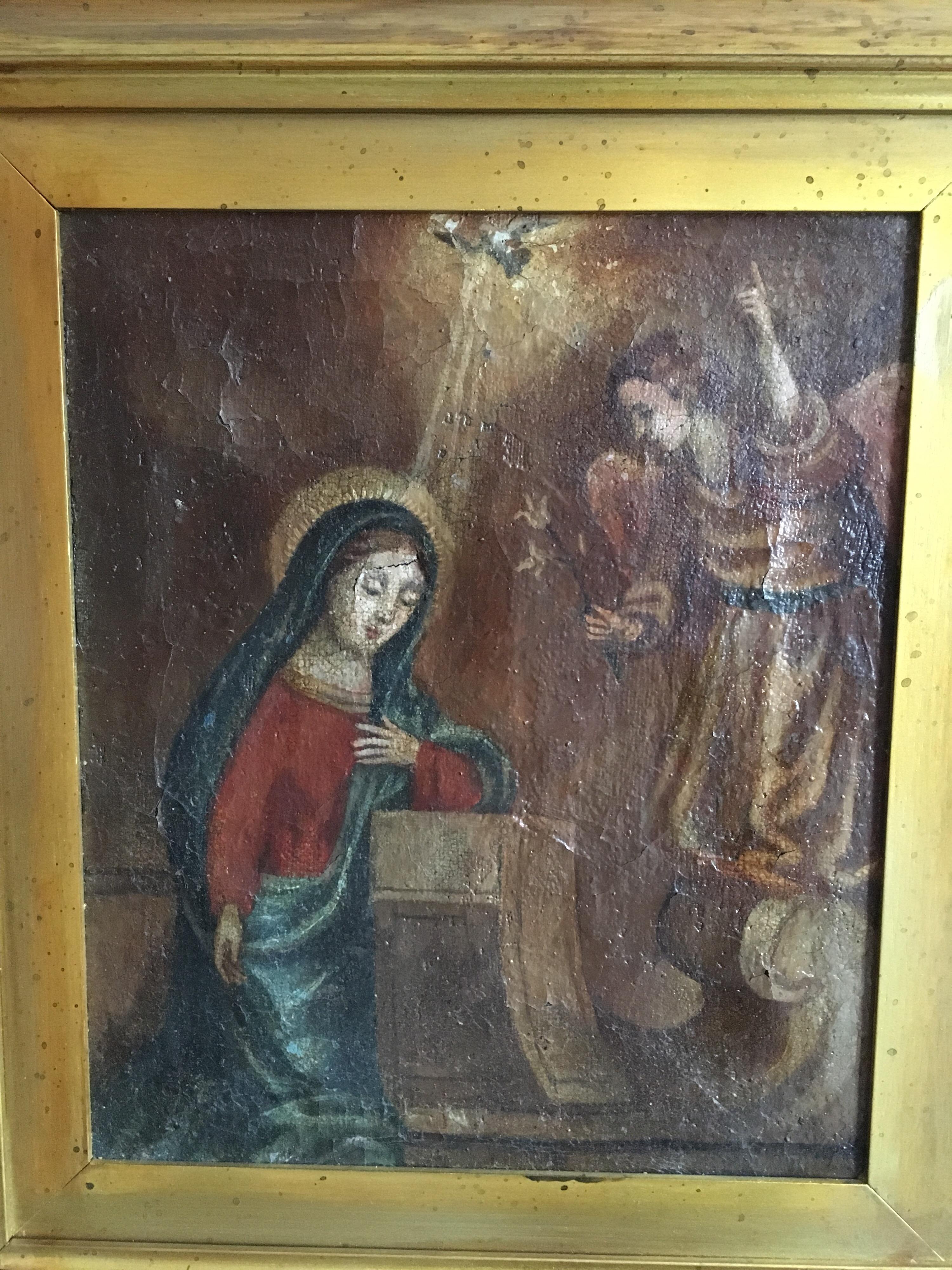 Birth of Christ, Religious Triptych Antique Oil Painting 1