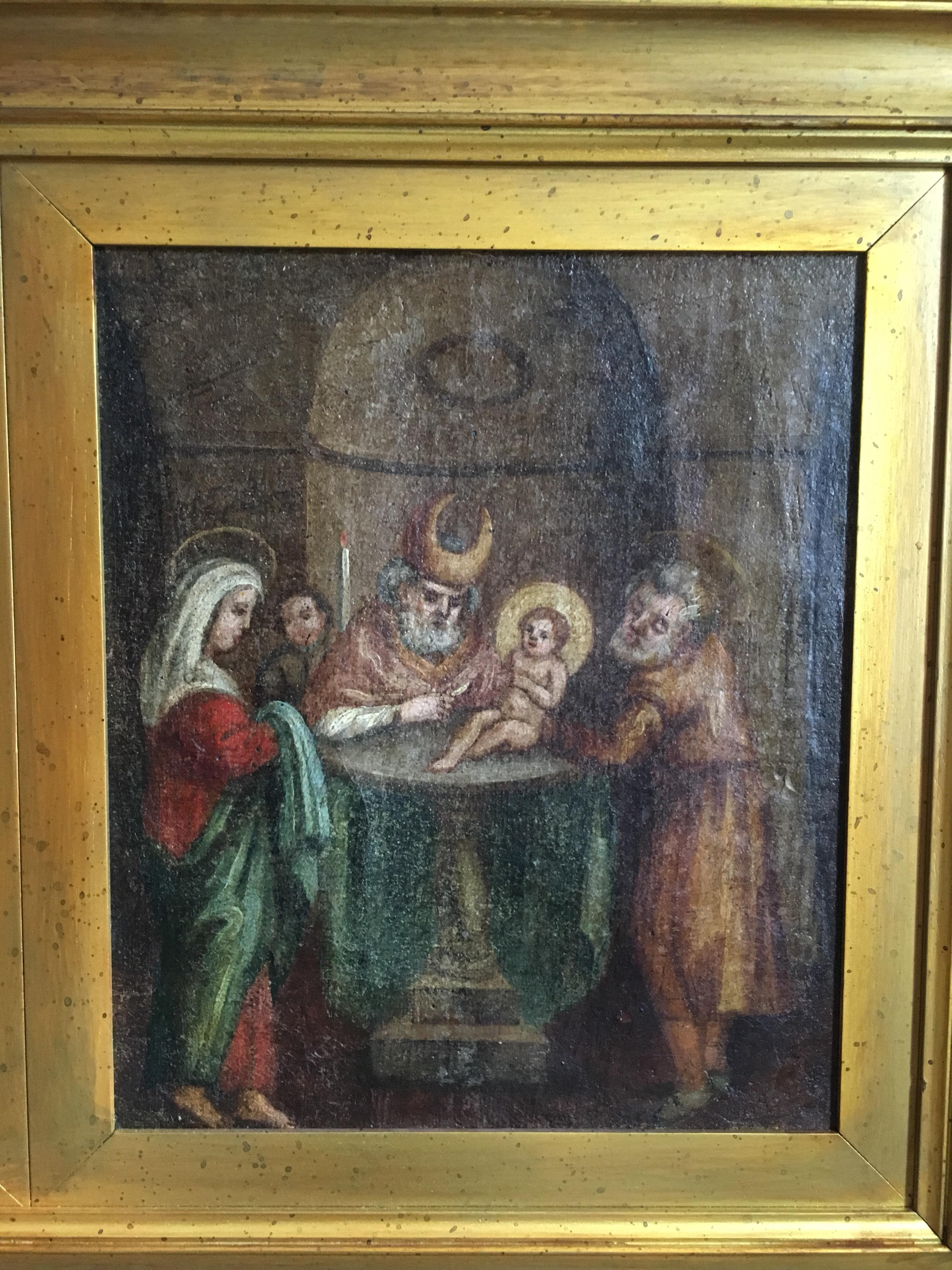 Birth of Christ, Religious Triptych Antique Oil Painting 2