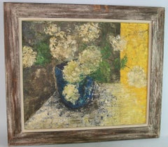 Bittersweet Hydrangea Table Setting in A Blue Vase