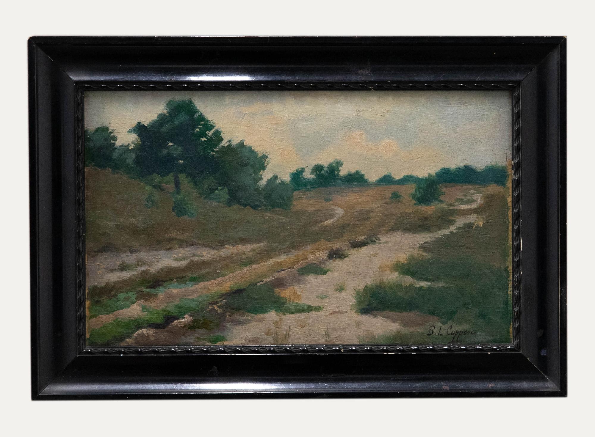 Unknown Landscape Painting –  B.L. Coppens - Gerahmtes Öl aus der Mitte des 20. Jahrhunderts, Trockenzeit