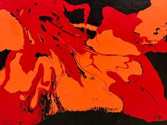 Black and Red Oil Abstract on Canvas by Carol Pinsky