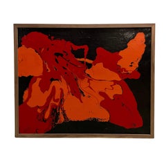 Abstraktes Schwarzes und Rotes Ölgemälde auf Leinwand von Carol Pinsky
