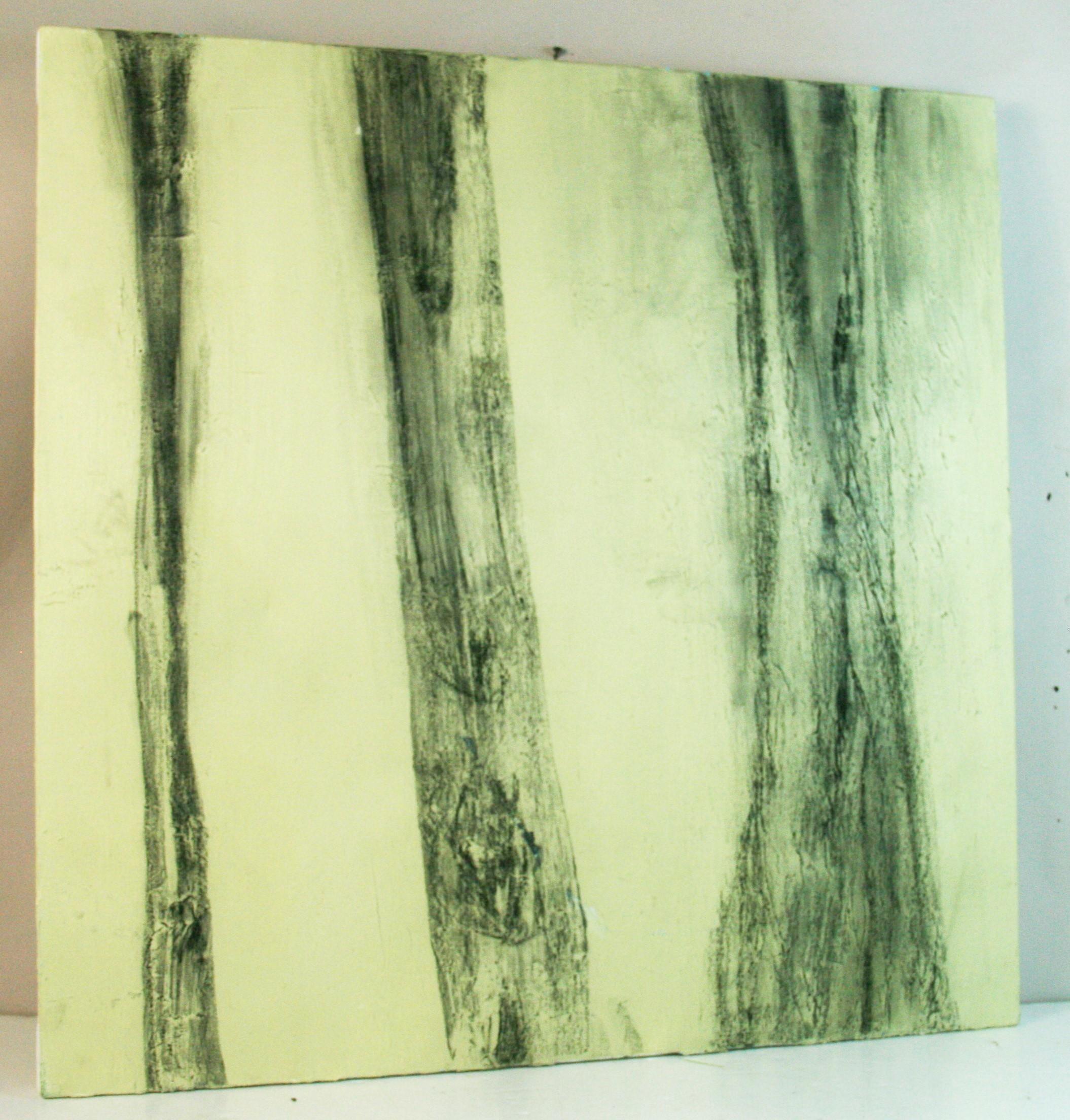Unknown Abstract Painting – Expressionistische Baumstämme in Schwarz und Weiß