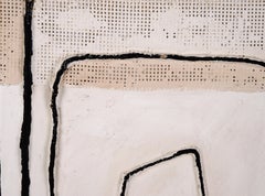 Composition minimaliste texturée en noir et blanc à l'acrylique sur toile