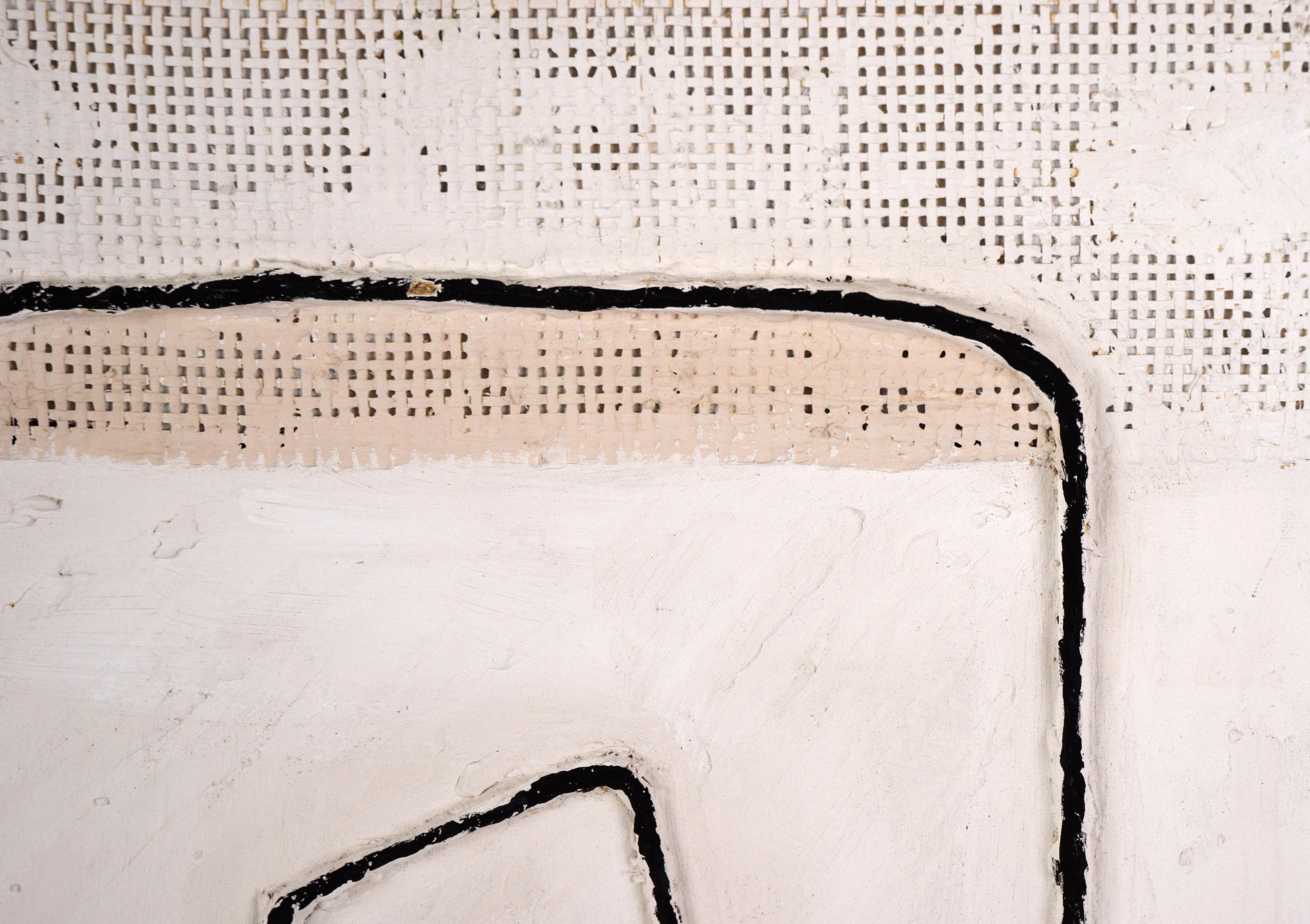 Black and White Textured Minimalist Composition in Acrylic on Canvas - Contemporary Painting by Unknown