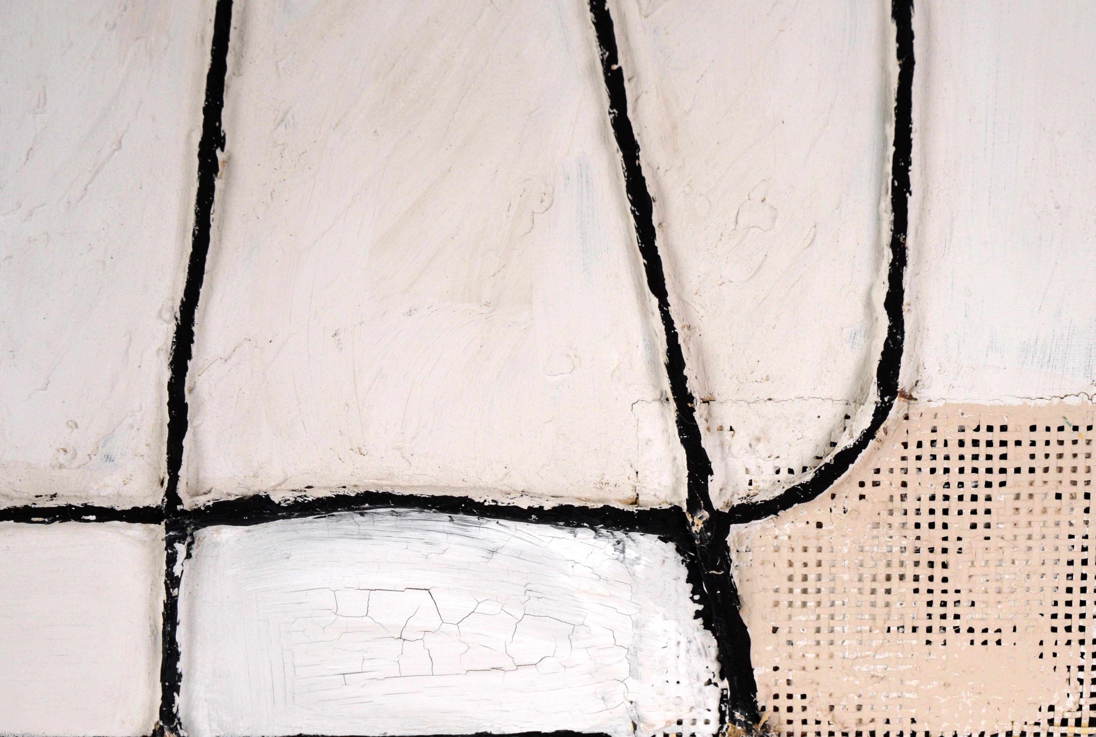 Black and White Textured Minimalist Composition in Acrylic on Canvas For Sale 1