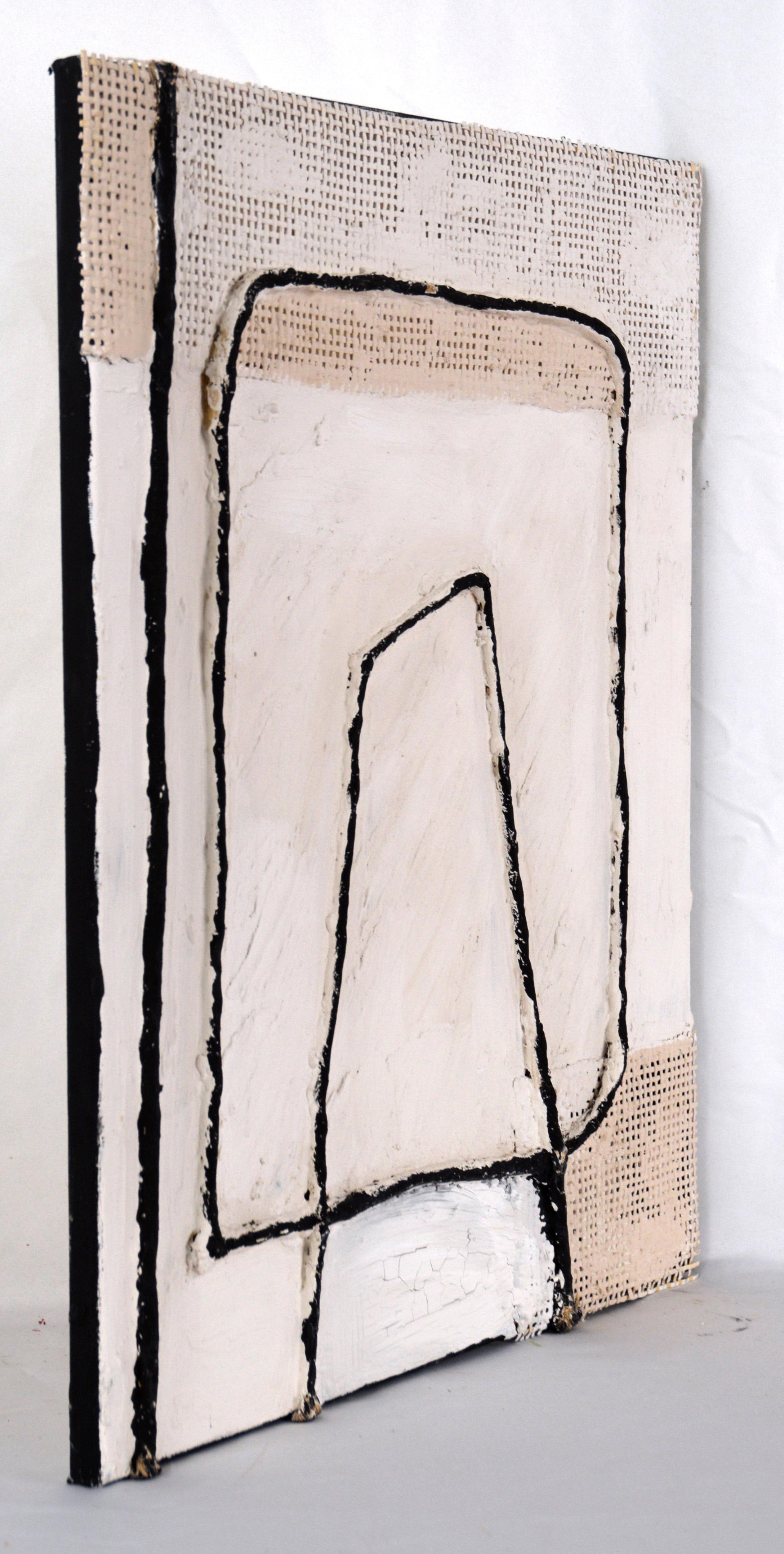 Black and White Textured Minimalist Composition in Acrylic on Canvas For Sale 2