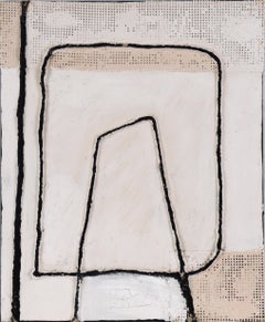 Black and White Textured Minimalist Composition in Acrylic on Canvas