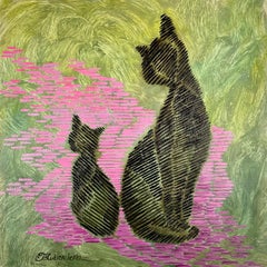 Schwarze Katzen, Ölgemälde von Tetiana Lukianchenko, 2022