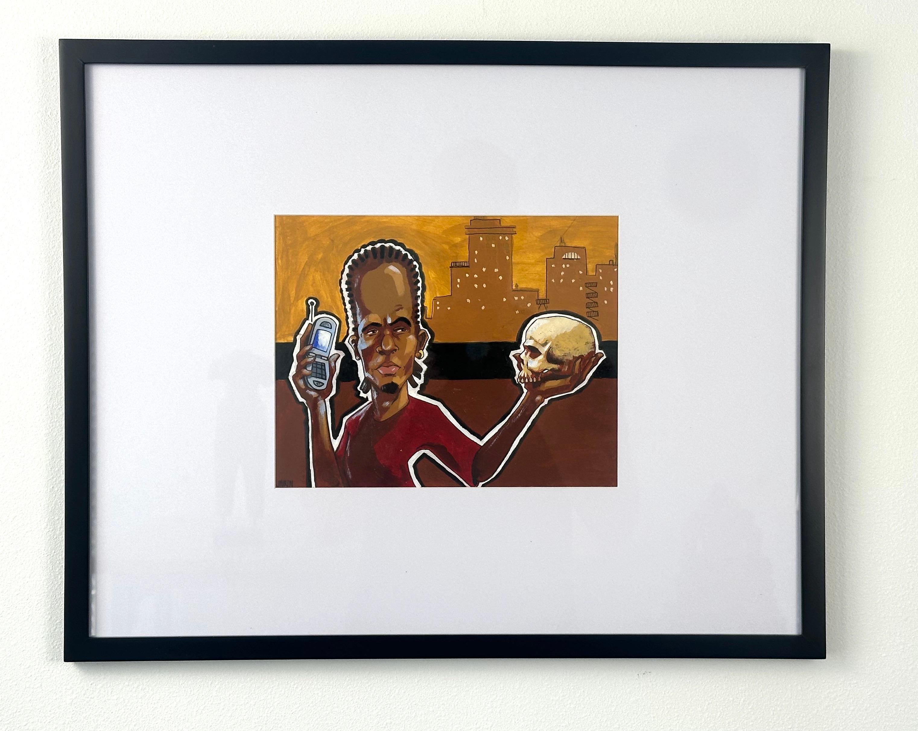Hamlet negro (Momento Mori) Paisaje urbano - Painting de Unknown
