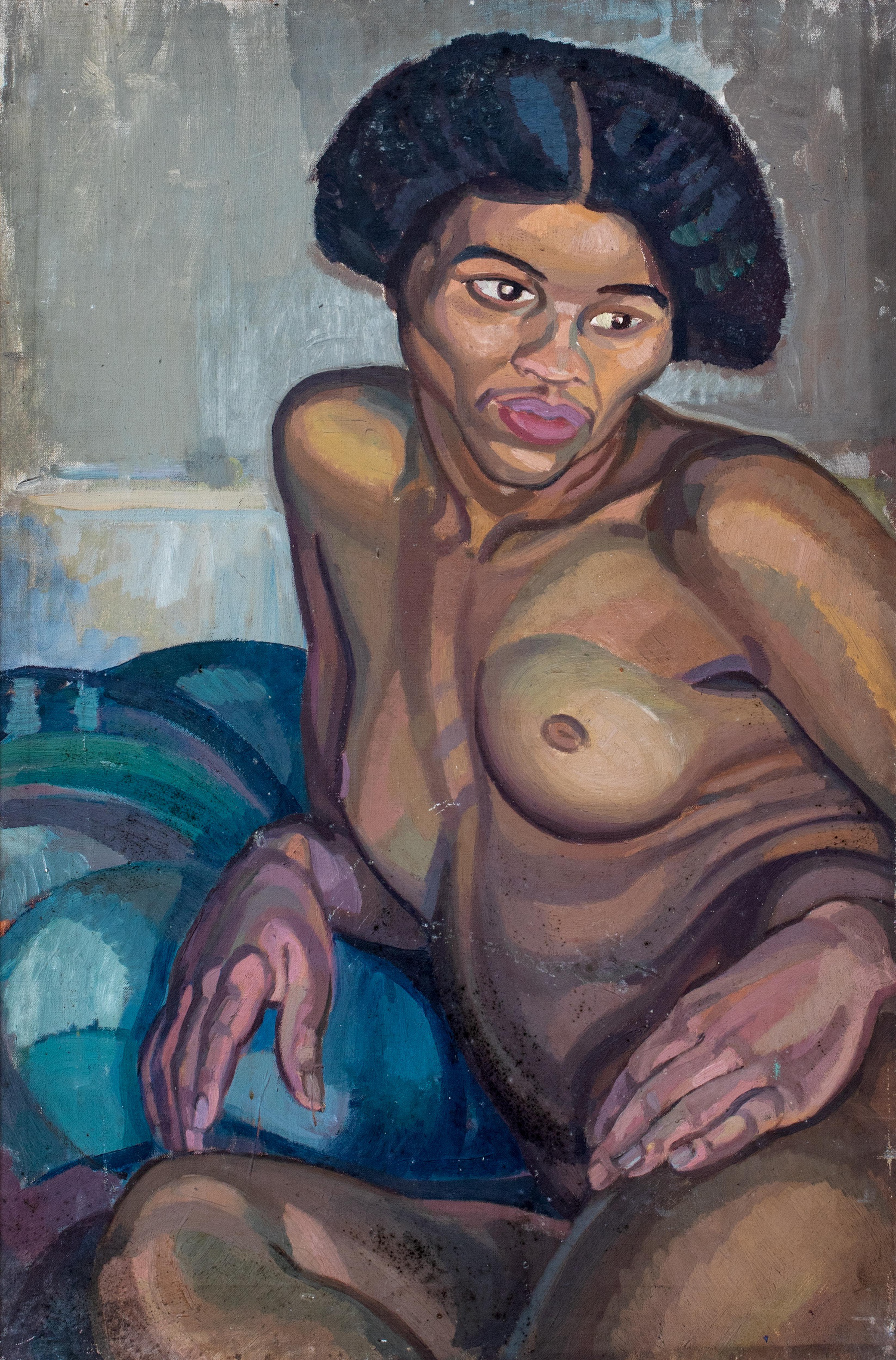 Nudo femminile nero, inizio XX secolo 

di Harry Barr (1896-1987)

Grande ritratto di English School dei primi del Novecento di una donna nera nuda, olio su tela di Harry Barr. Esempio di buona qualità e condizione dell'opera dell'artista,