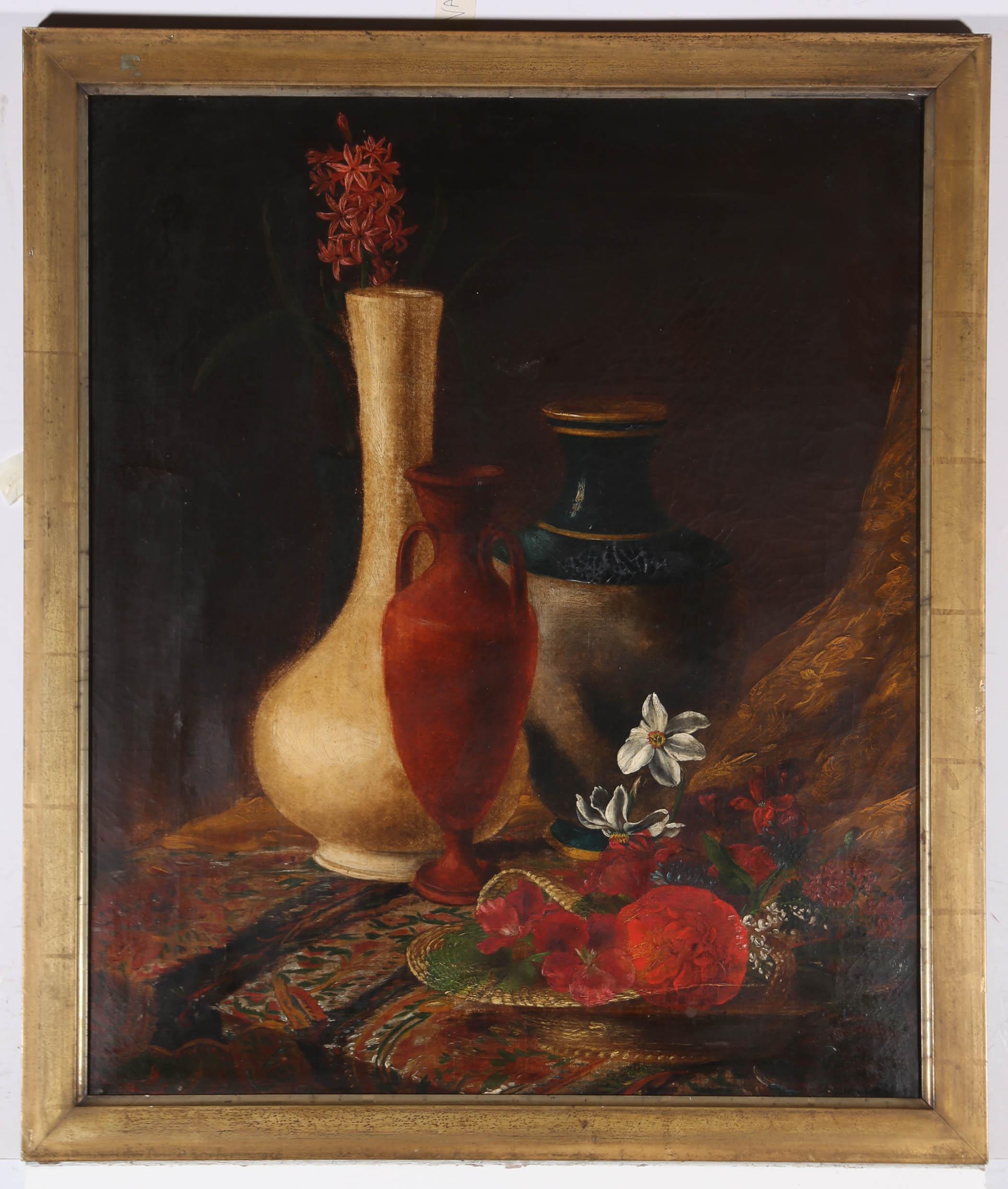 Unknown Still-Life Painting - Bloomsbury School Early 20th Century Oil - Elegant Vases