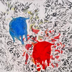 Taureau bleu et rouge de Dieter Benz
