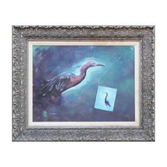 Blue and Violet Egret Painting
