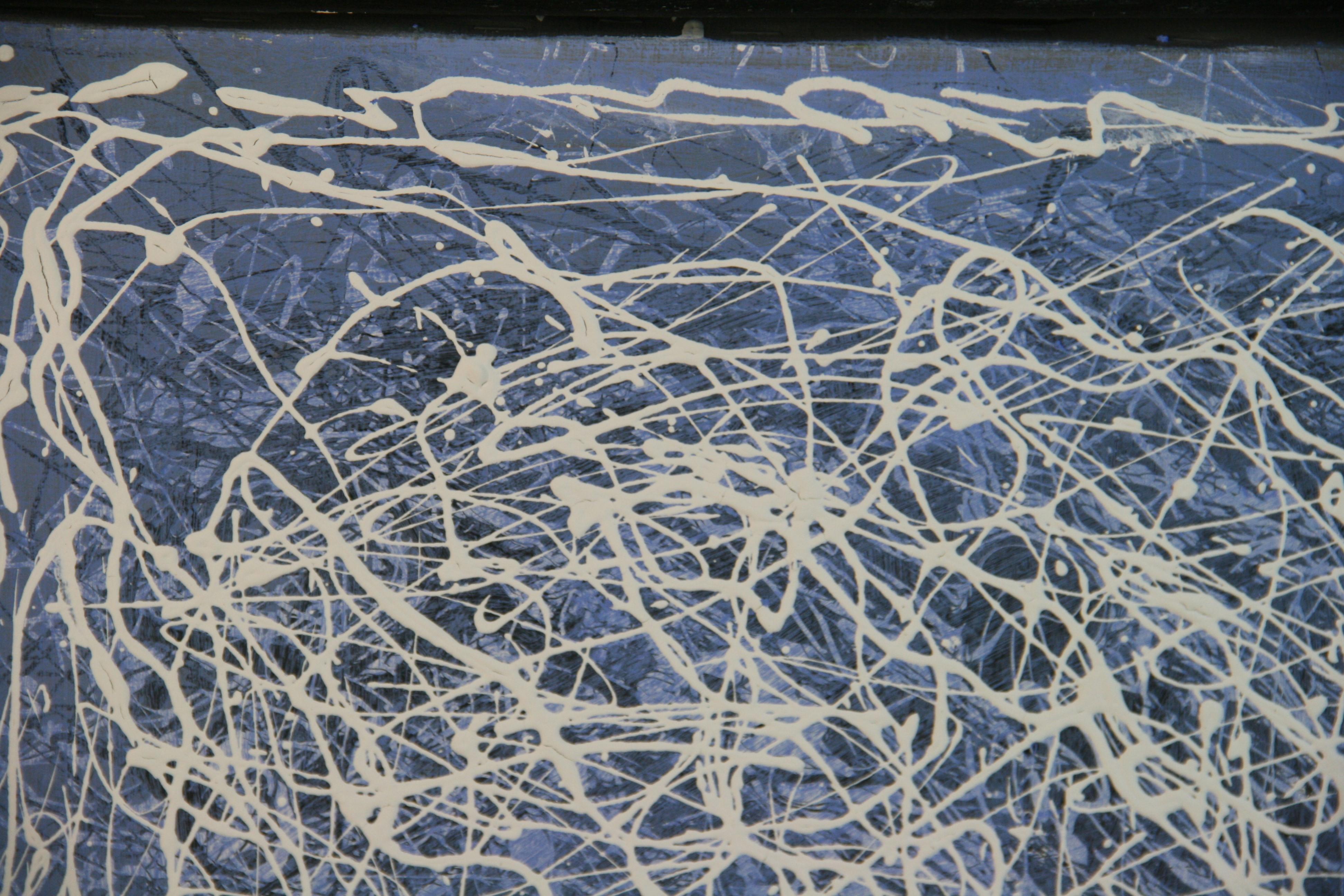 Blue and White Abstract Expressionist Painting For Sale 1