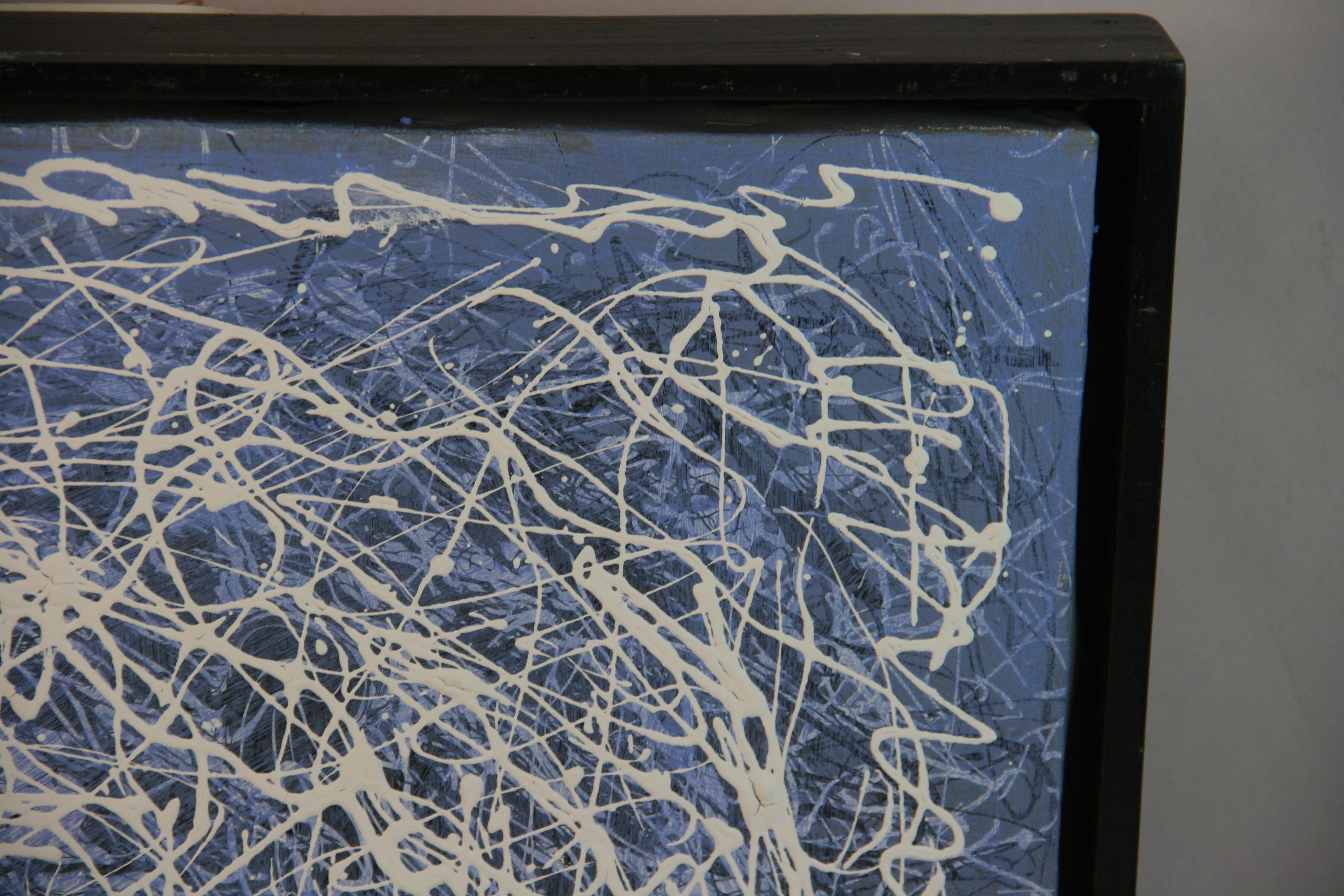Blue and White Abstract Expressionist Painting For Sale 2