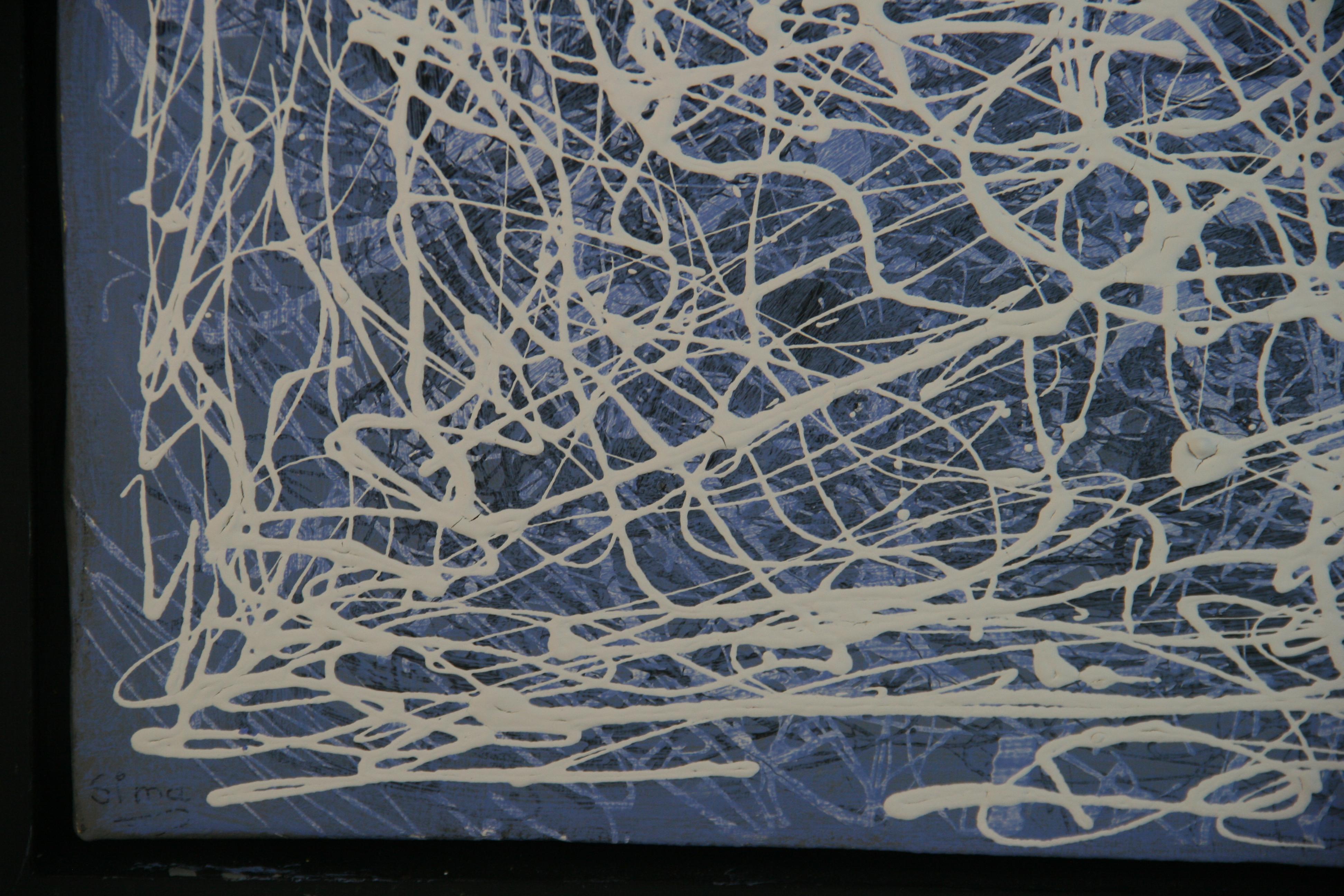 Blue and White Abstract Expressionist Painting For Sale 3