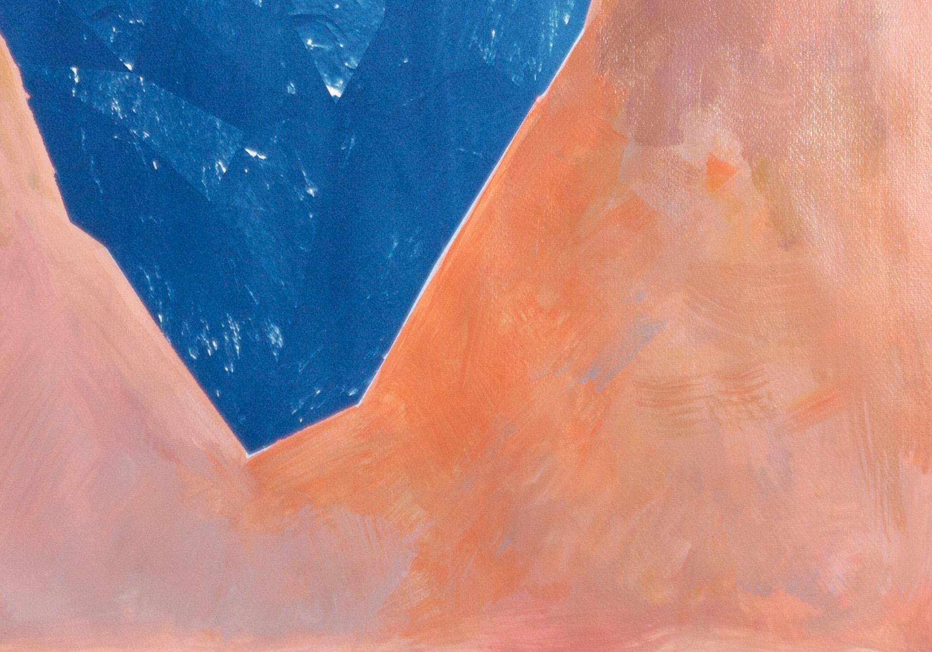 Blue Boulder on Pink, Cyanotype and Painting on Watercolor Paper, Burnt Orange   1