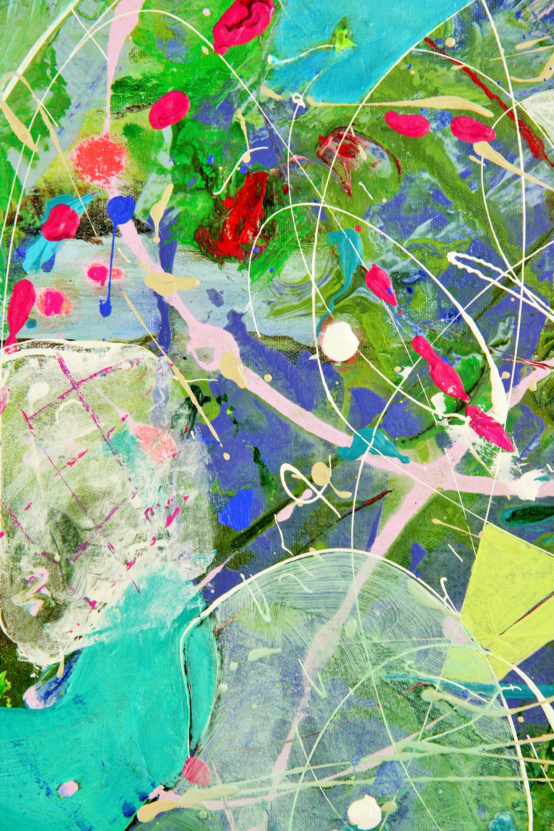 „Blue Cosmic Chaos“ von P.Russo (Grau), Abstract Painting, von Unknown