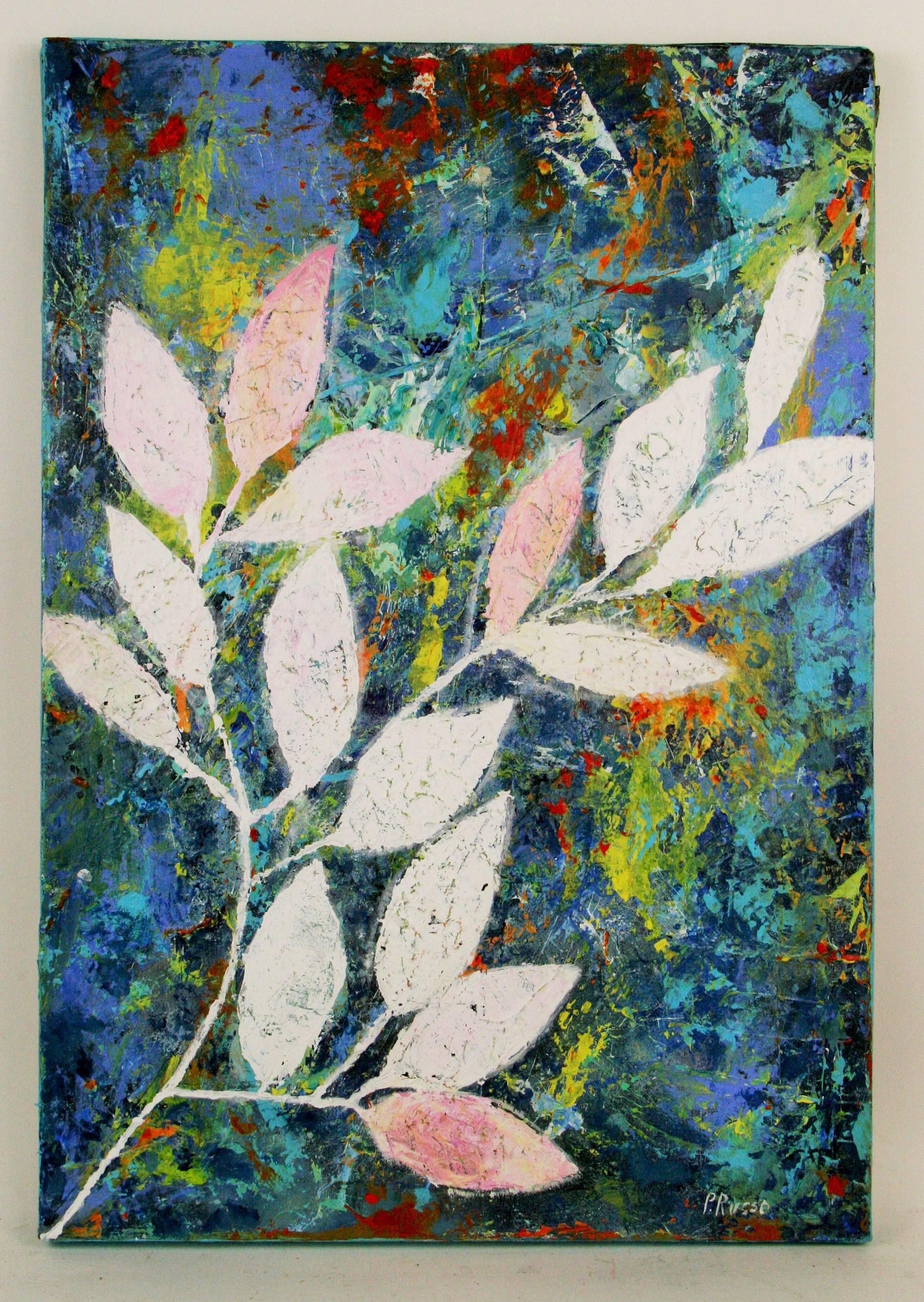 Abstract Painting di Unknown - Foglia blu botanica astratta di Patrizia Russo