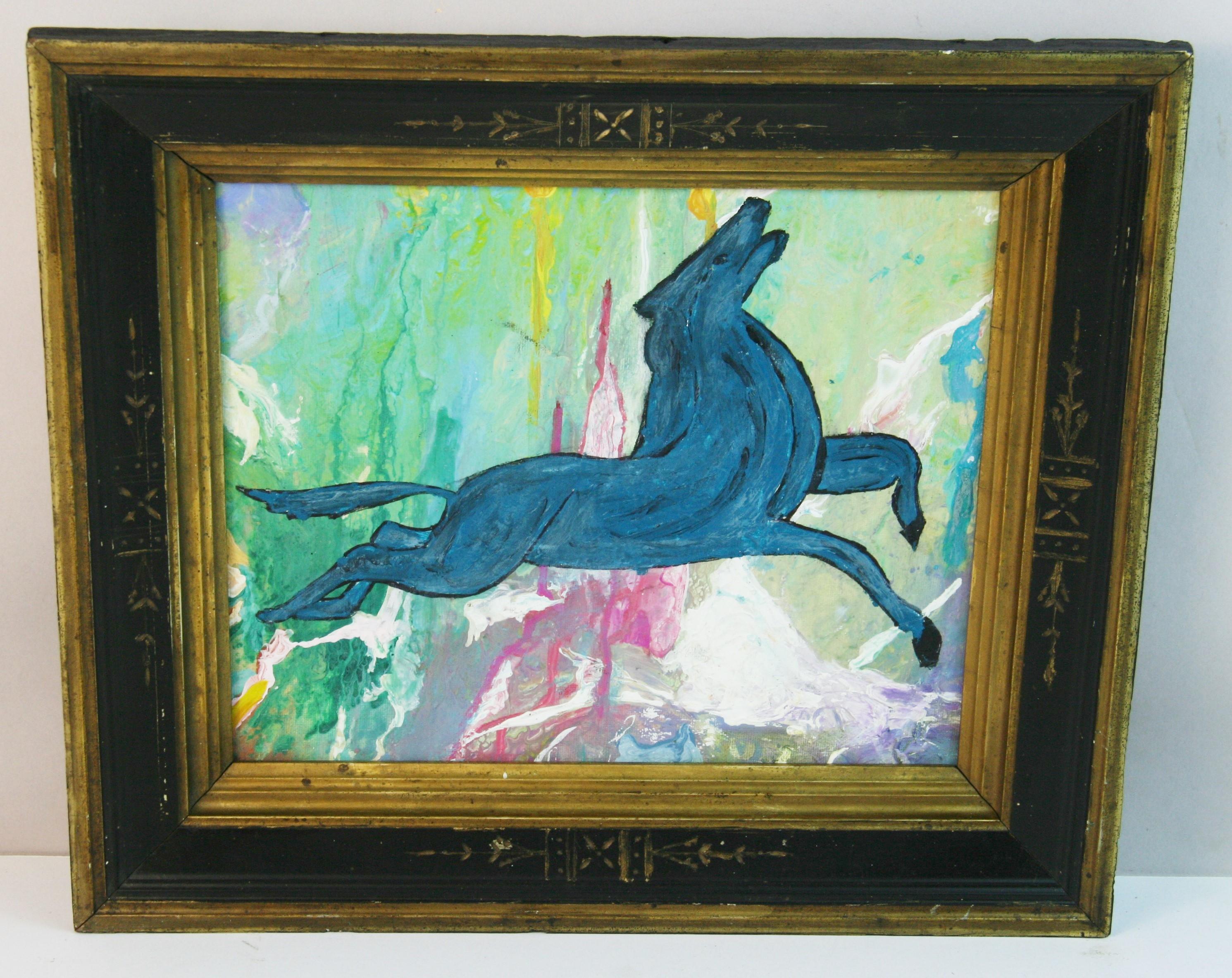 Peinture équestre fantastique Pegasus bleu
