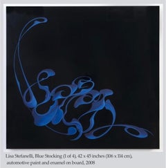 Calza blu, vernice automobilistica e smalto su tavola di Lisa Stefanelli, 2008