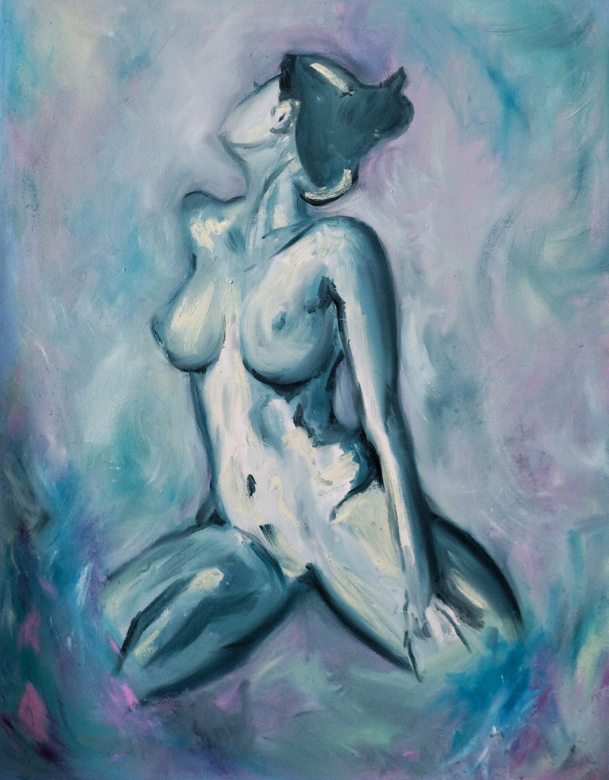 Blue Velvet by Kim Cruz - Painting by Unknown