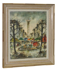 Blvd Richard-Lenoir, Paris Mid Century Oil Painting c.1950s
