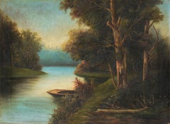 Boat on The Hudson River, Style of Robert Seldon Duncanson - Oil on Canvas