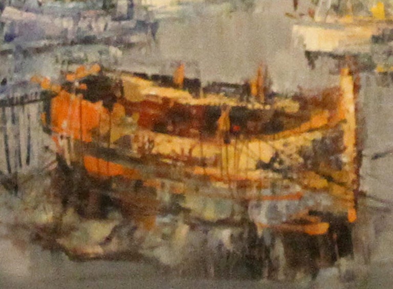 Unknown - Boats in the manner of Jean Buffet; oil on linen at 1stDibs