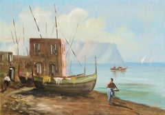 Boats on the Shore - Figurative Landscape