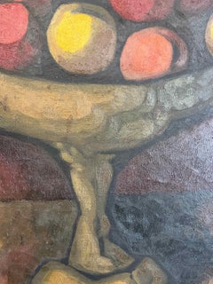 Mexican Modernist Bodegon Fruitas Still Life Oil Signed, Circa 1960s, Framed