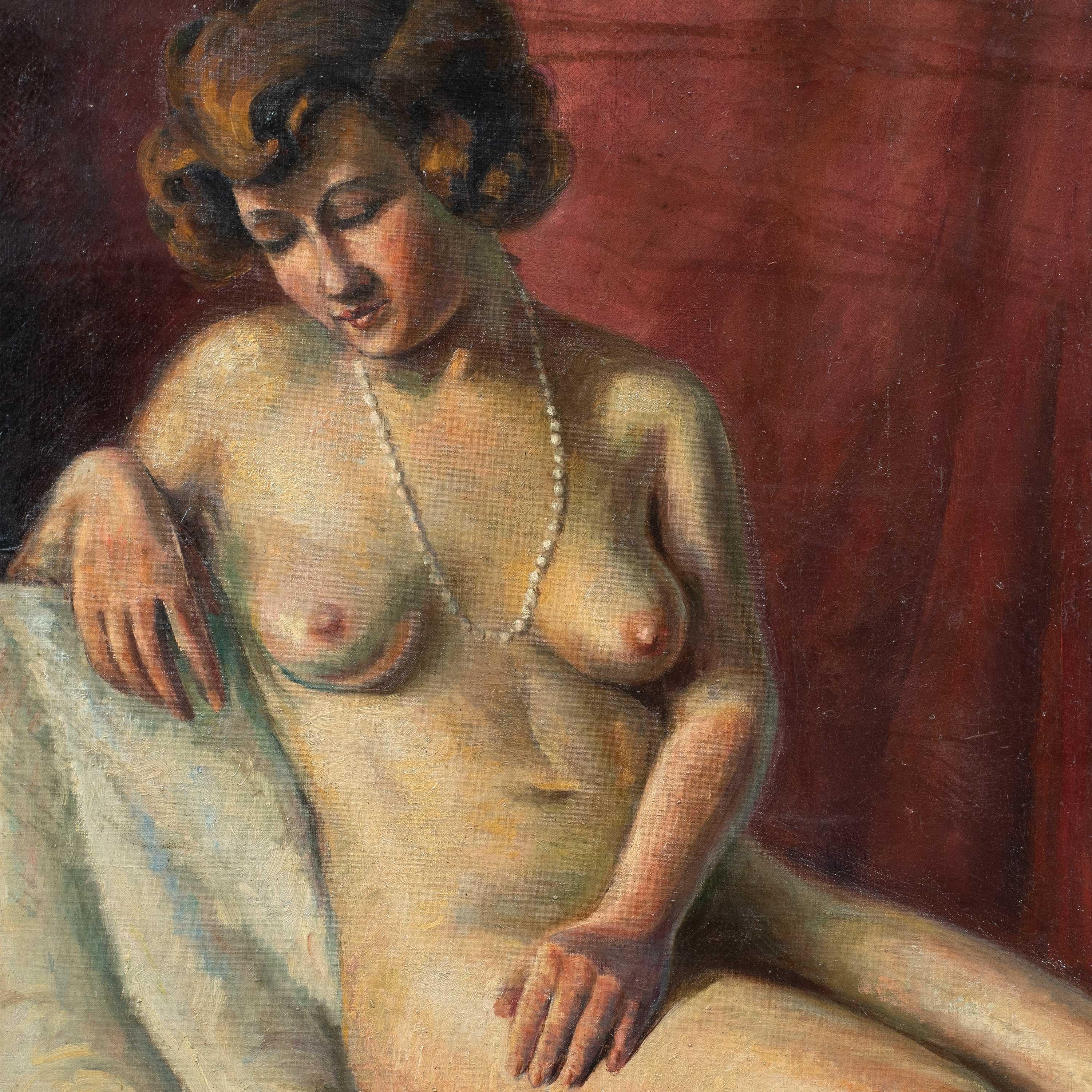 Französischer böhmischer Maler - Figurenmalerei des frühen 20. Jahrhunderts - Weiblicher Akt – Painting von Unknown