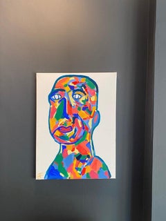 Bolly Frost Contemporary Abstract British Painting, Wacky Portrait of Man