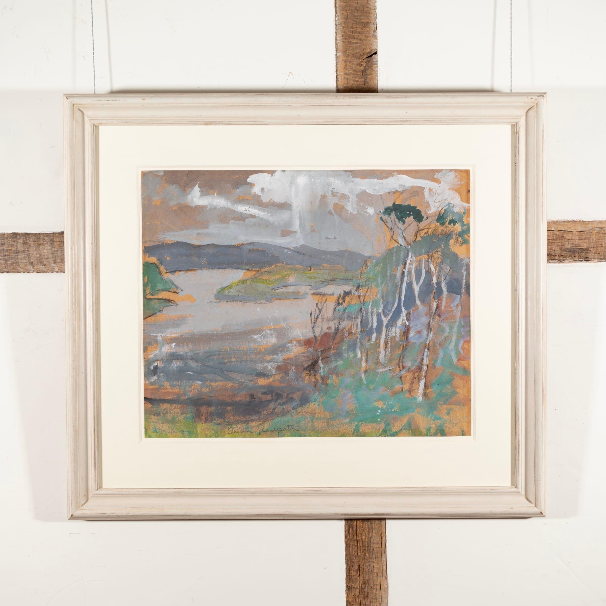 Borders Landscape, 1930s - Framed Landscape Painting with Mountains, Trees, Lake For Sale 1