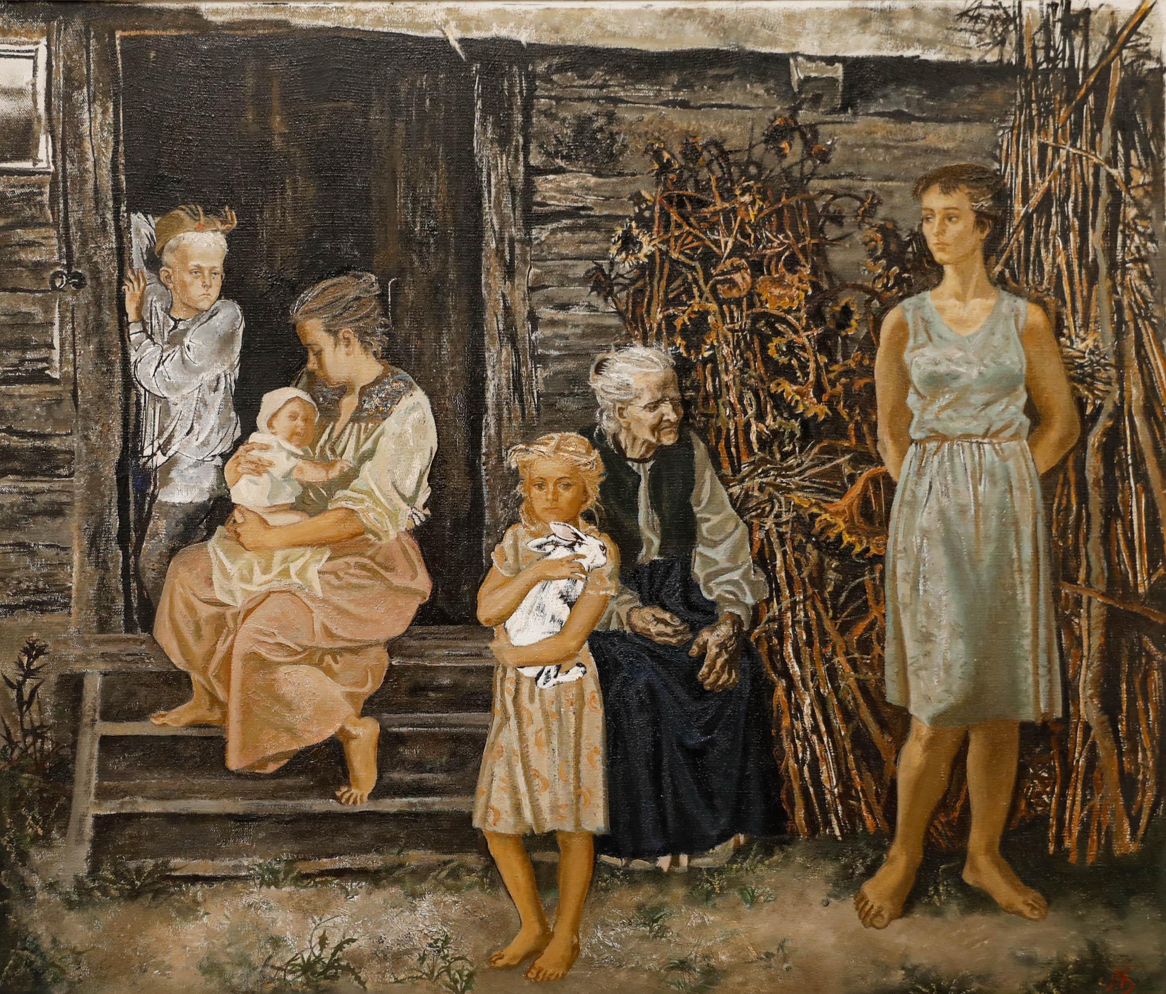 Boris Aleksandrovich - Framed 20th Century Oil, Expectation - Painting by Unknown