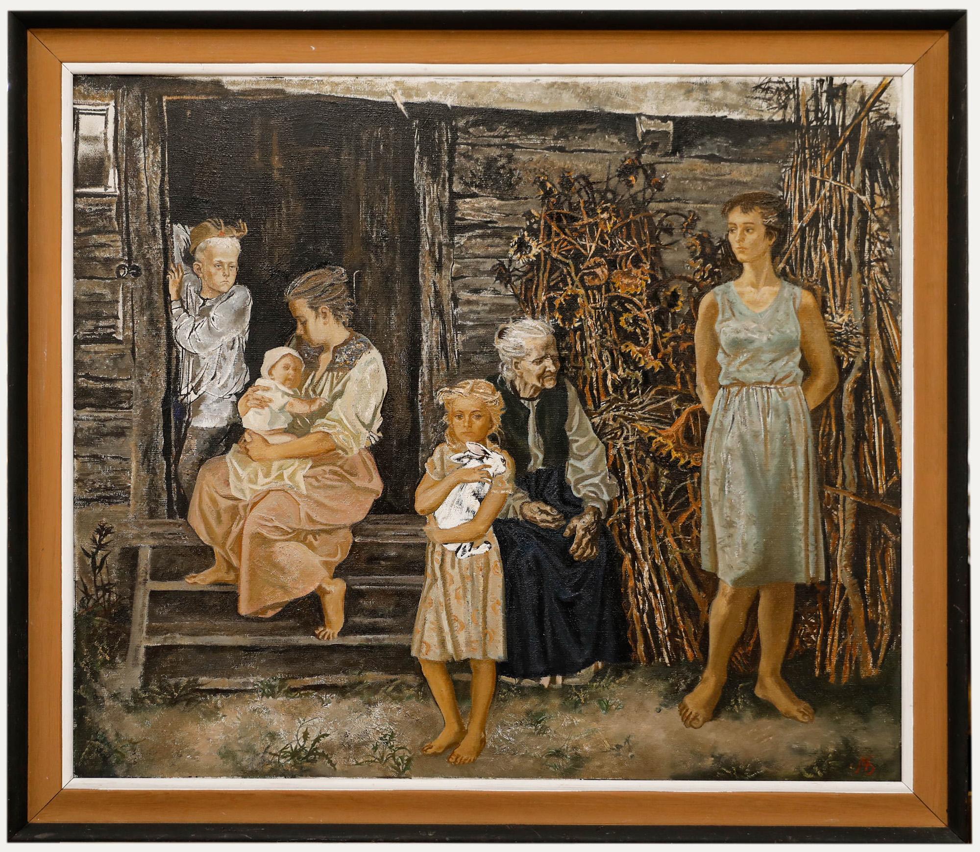 Unknown Figurative Painting - Boris Aleksandrovich - Framed 20th Century Oil, Expectation