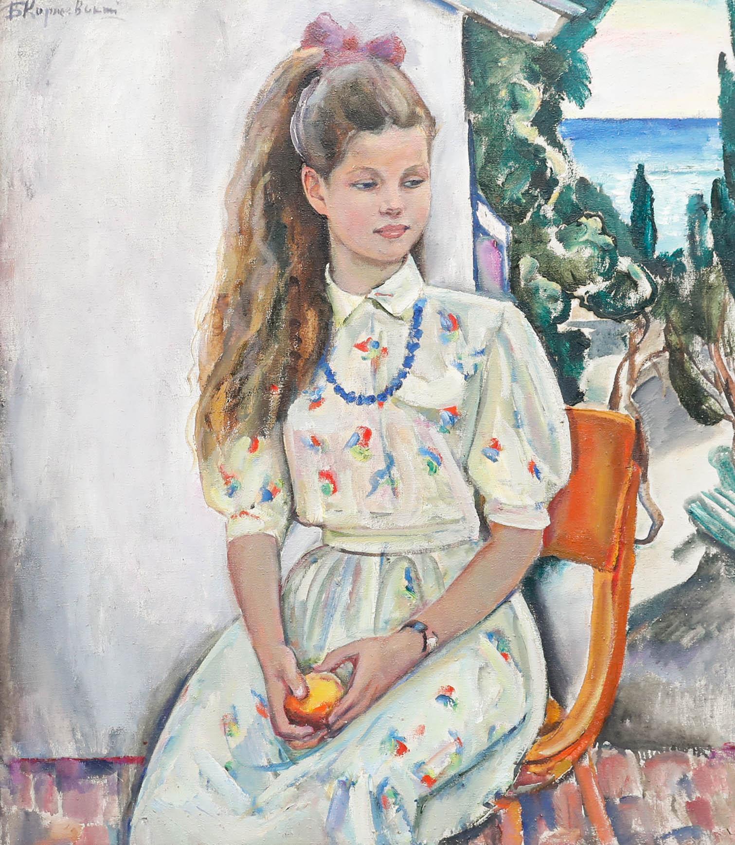 Boris Korzhevski (1927-2004) - Olio del XX secolo incorniciato, Ragazza in riva al mare - Painting di Unknown