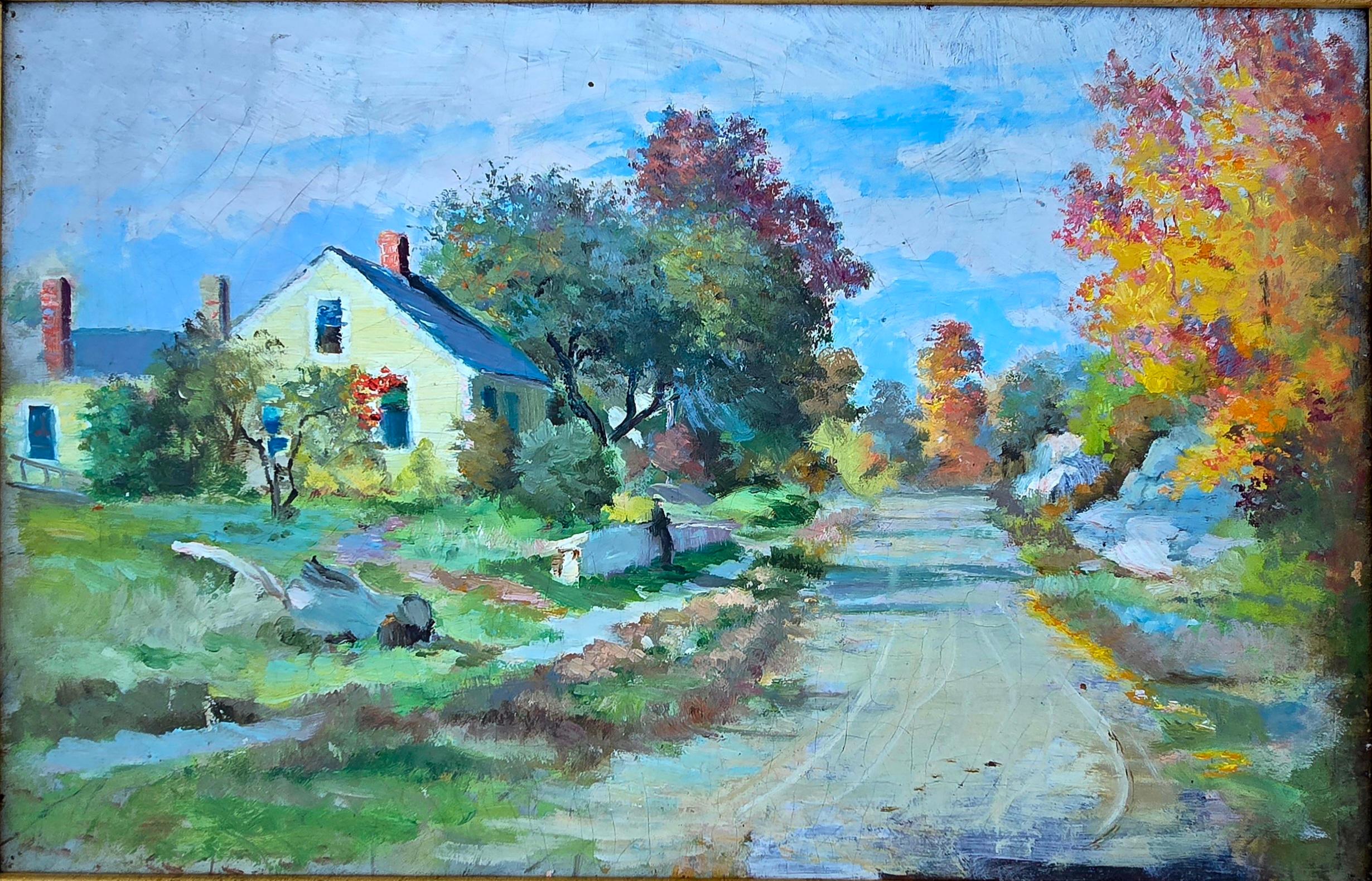 Unknown Landscape Painting - Boston School - A Spot in the Shade