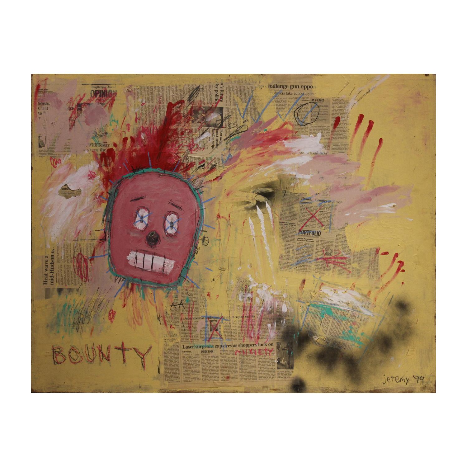 Unknown Abstract Painting - "Bounty" Basquiat Style Contemporary Abstract Mixed Media Signed Jeremy