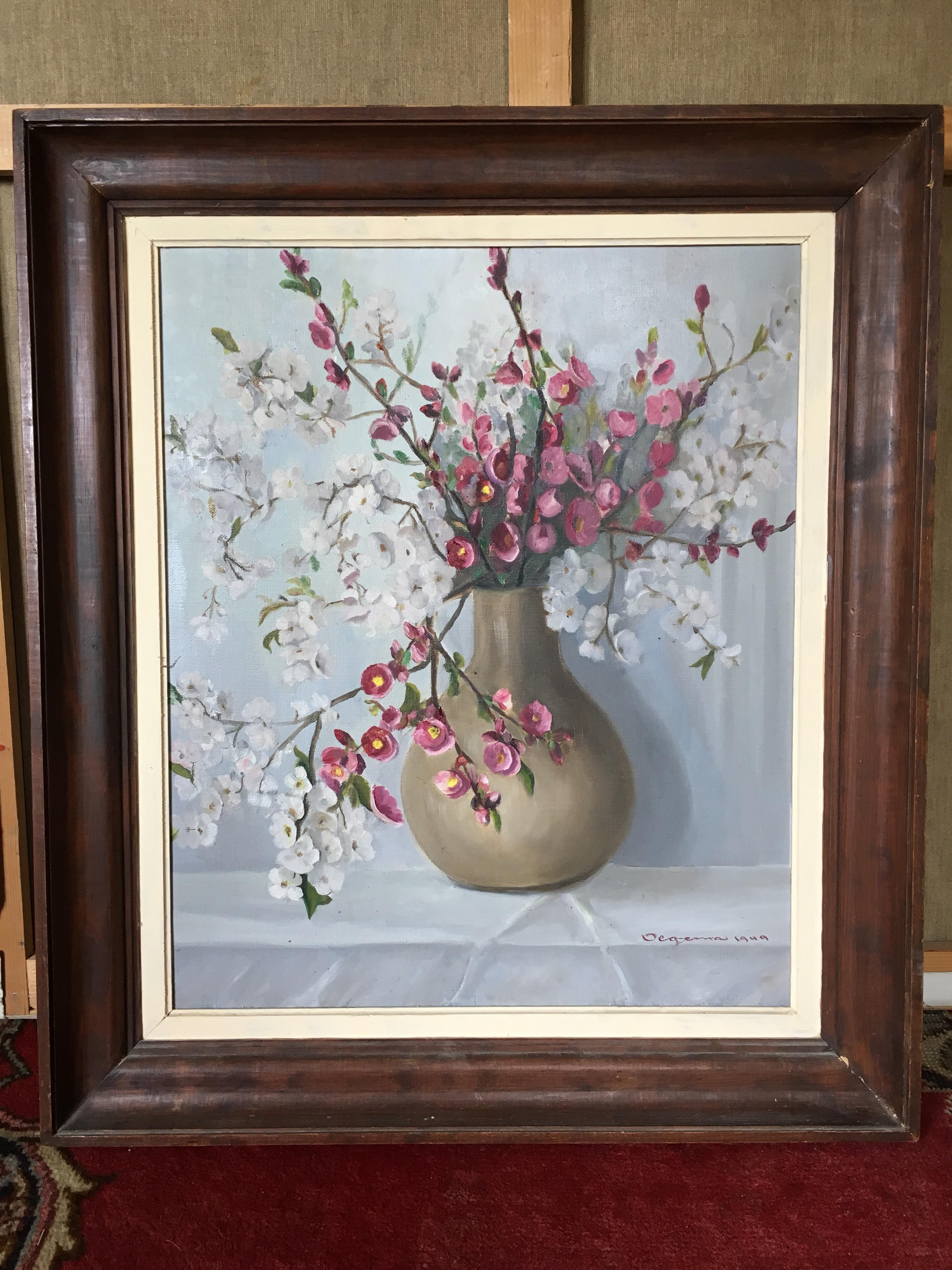 „Bouquet de Fleurs“ impressionistisches Blumenstillleben, signiertes Ölgemälde – Painting von Unknown