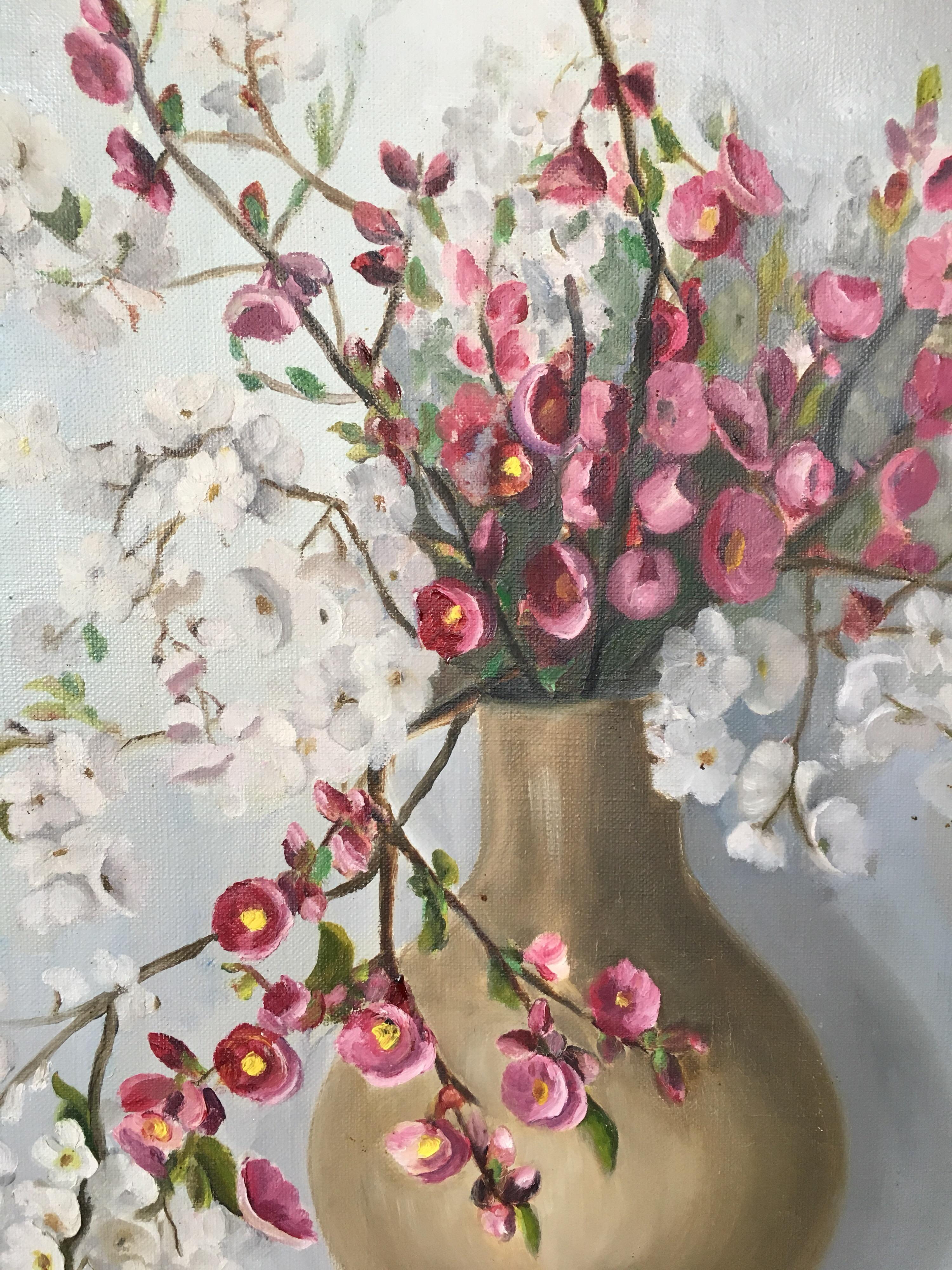 „Bouquet de Fleurs“ impressionistisches Blumenstillleben, signiertes Ölgemälde im Angebot 1