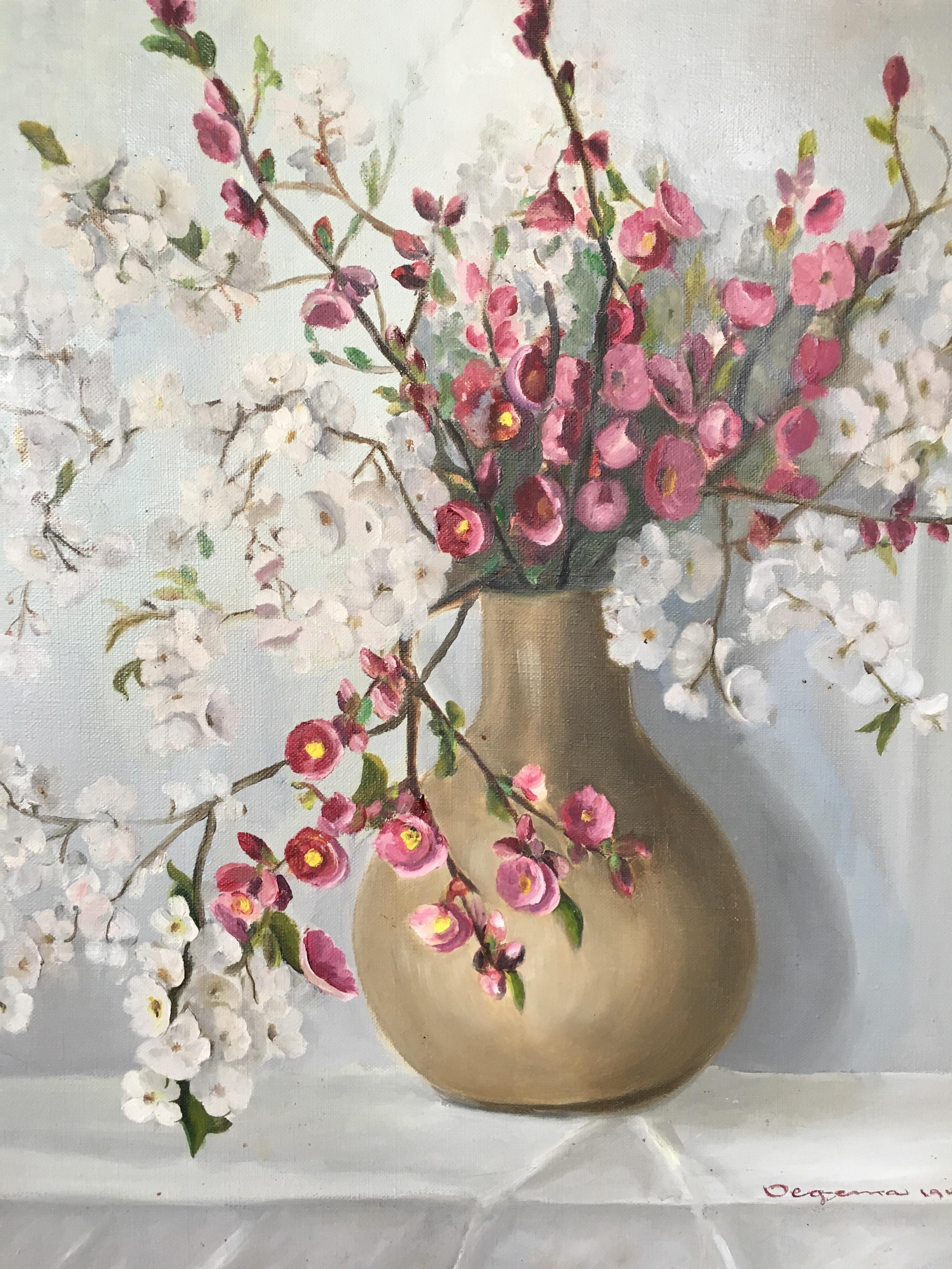 Unknown Still-Life Painting – „Bouquet de Fleurs“ impressionistisches Blumenstillleben, signiertes Ölgemälde