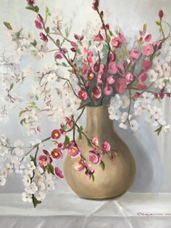 'Bouquet de Fleurs' Impressionist Still Life of Flowers, Signed Oil Painting