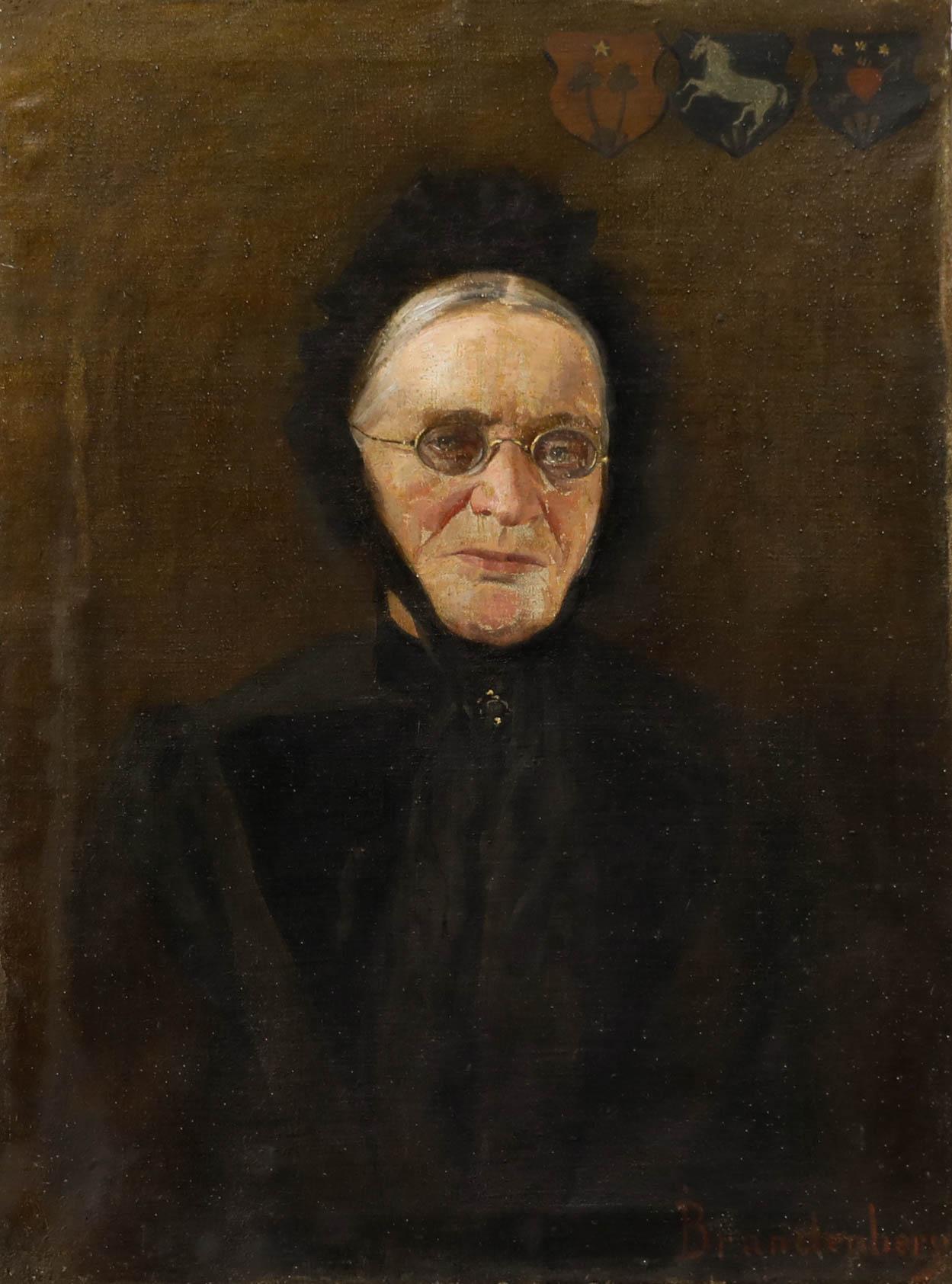 Unknown Portrait Painting - Brandenberg - German School Oil, Portrait of Anna Katherina Herrman