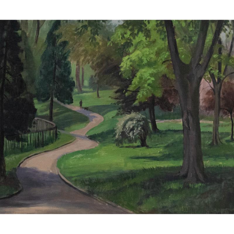 Brenda Johnstone - Gerahmtes Öl des 20. Jahrhunderts, Ewell Court im Frühling – Painting von Unknown