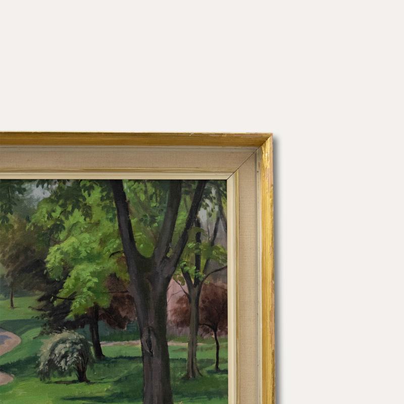 Brenda Johnstone - Gerahmtes Öl des 20. Jahrhunderts, Ewell Court im Frühling im Angebot 1