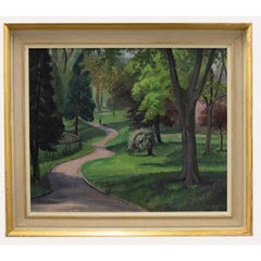 Brenda Johnstone - Gerahmtes Öl des 20. Jahrhunderts, Ewell Court im Frühling